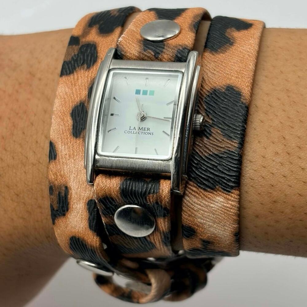 Tan Leopard Print La Mer Wrap Watch